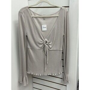 Women’s Free People Intimately Size L Metallic Shimmer Shirt Peep Hole Front